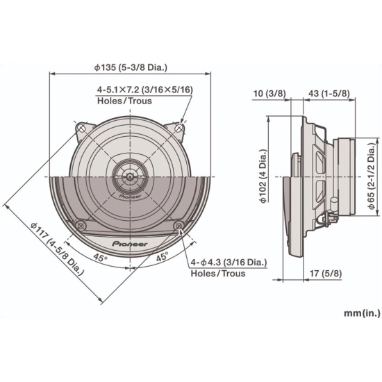 Pioneer TS-A1081F komplet głośników samochodowych z maskownicą