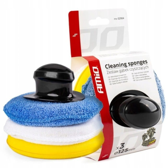Gąbki okrągłe do polerowania + uchwyt MIX 12cm 3x – zdjęcie 2