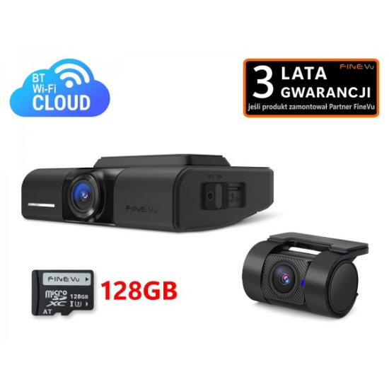 FineVu GX1100 z kartą 128 GB – wideorejestrator 2× QHD HDR z chmurą