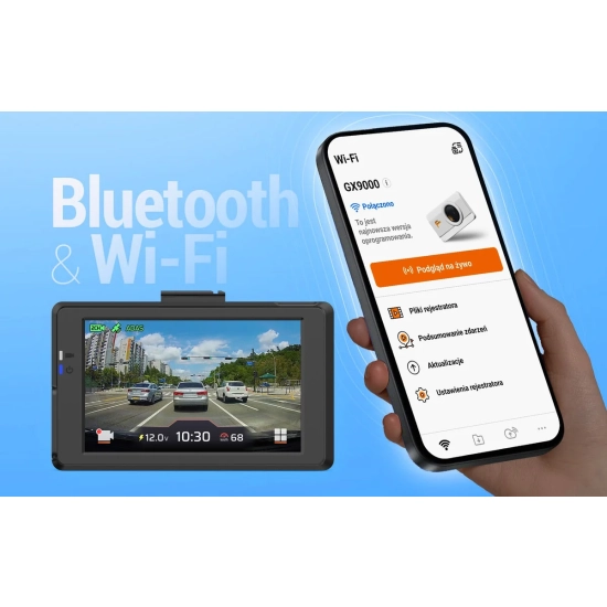 FineVu GX9000 – Premium 2.5K QHD + Full HD Dash Cam with GPS, HDR, Wi-Fi 5 and Advanced Parking Surveillance z kartą FineVu 128 GB