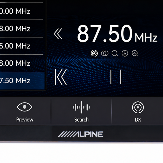 Alpine INE-AX809 – dolna ramka i sterowanie radiem