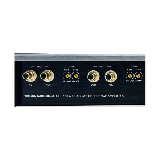 ZAPCO REF 150.4 – RCA inputs and gain controls, detail