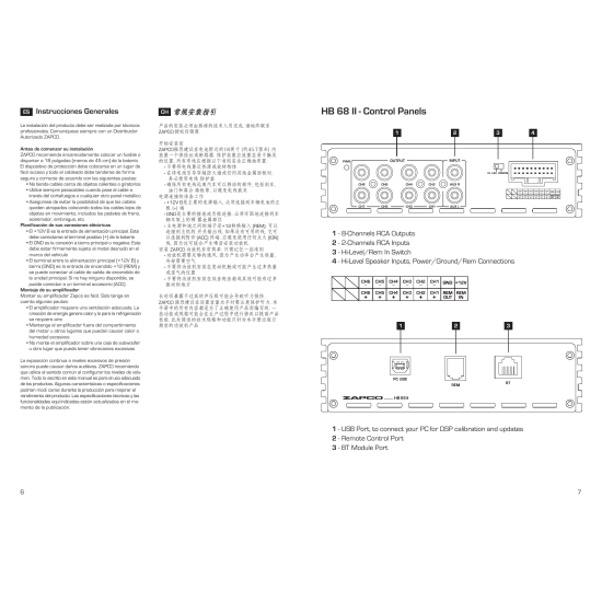 ZAPCO HB 68 II – 8-kanałowy procesor DSP z Bluetooth i odtwarzaczem