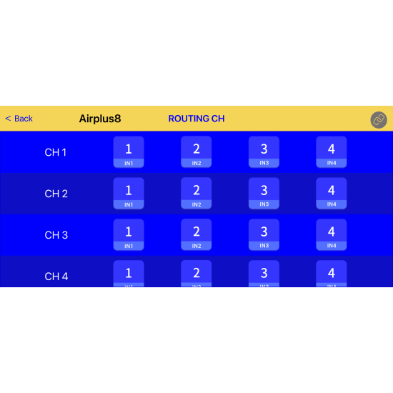 Aplikacja PX-AP8 — przypisywanie wejść do kanałów wyjściowych