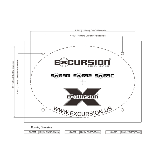 Excursion SX-692 — głośniki współosiowe 6×9 cala 60 W RMS